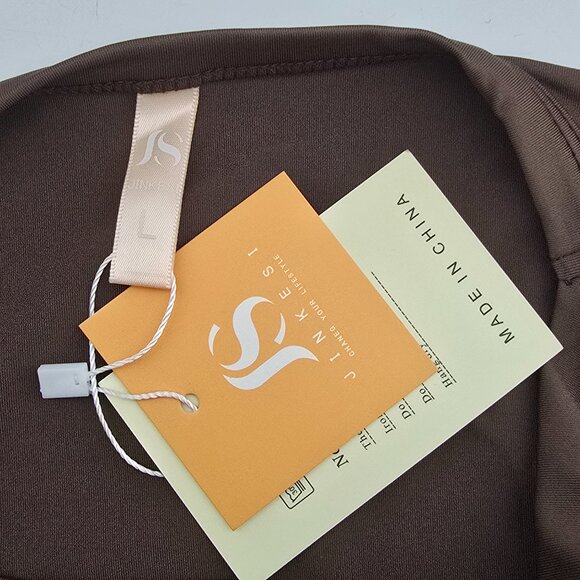 JS Jinkesi Women Large Brown Draped Cowl Neck Shirt Top Blouse Sleeveless Ruched - Picture 5 of 6